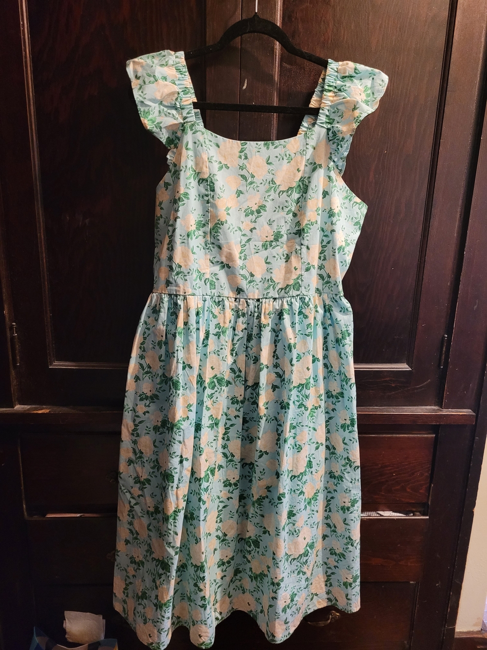 Blueberi Boulevard Floral Flutter-Sleeve 100% Cotton Women's Sundress
